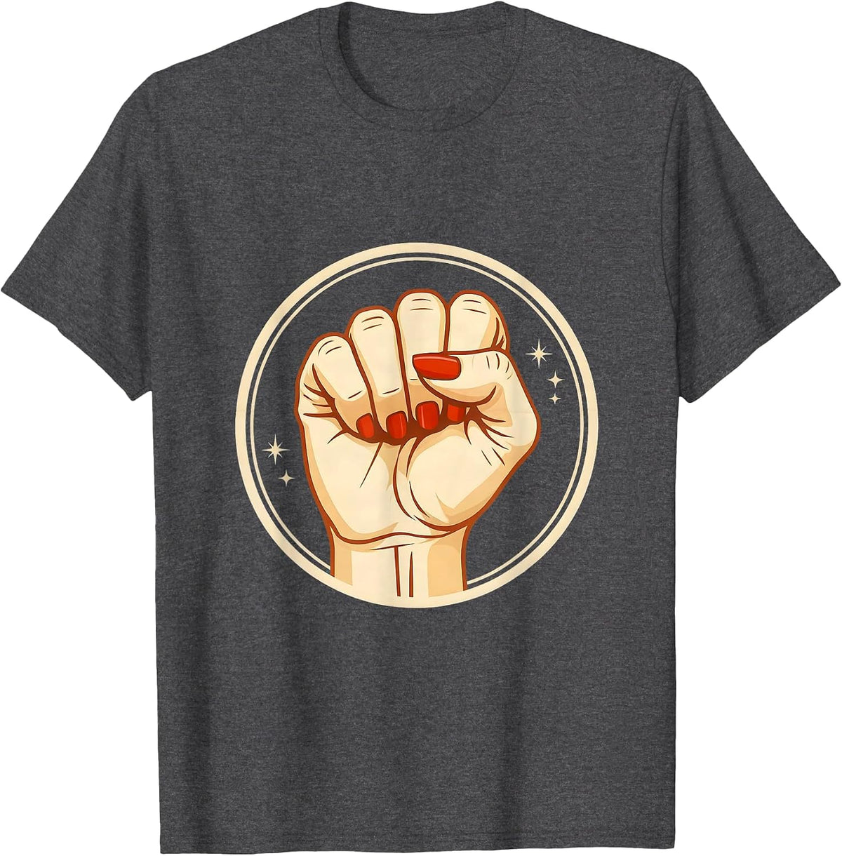 Men's Rosie the Riveter Red Nails Fist Graphic T-Shirt - Dark Heather Grey