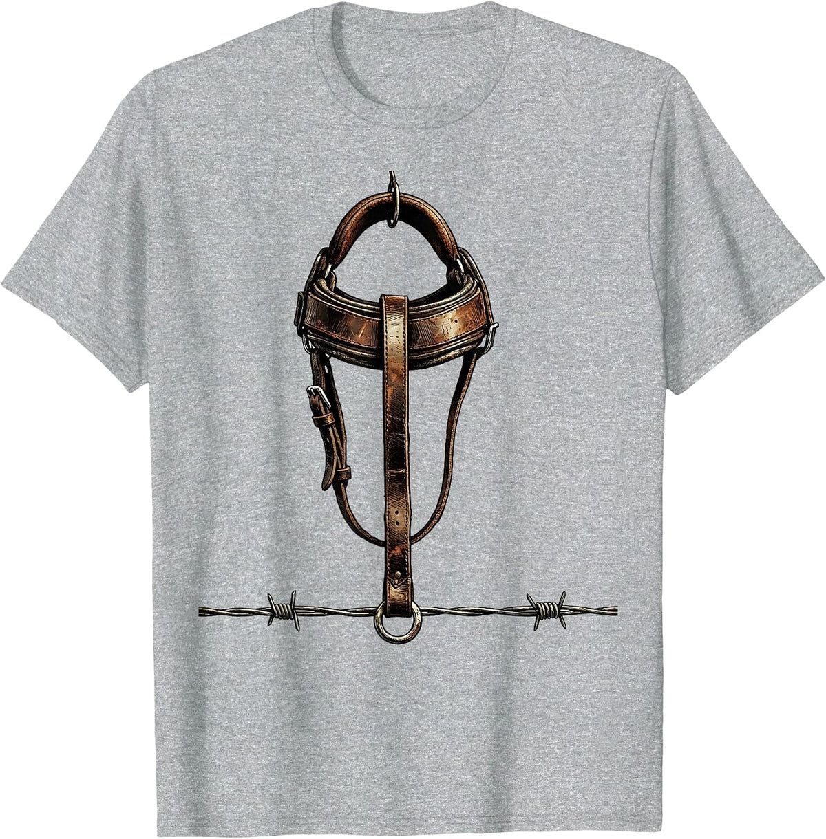 Men's Western Bridle Vintage Cowgirl Rodeo Pride T-Shirt - Heather Grey