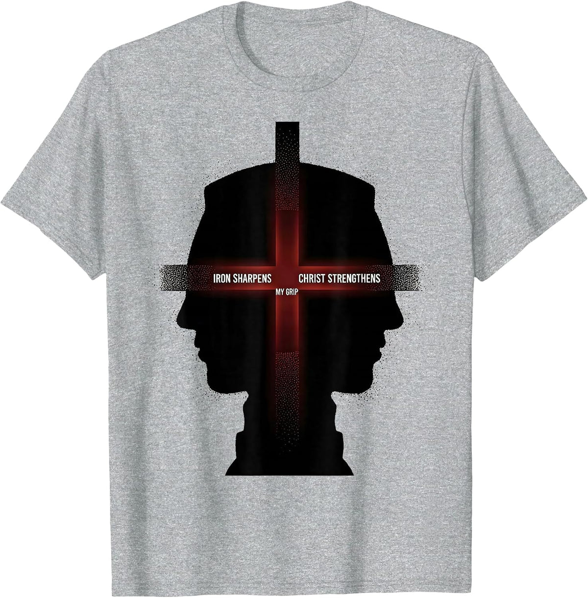 Men's Iron Sharpens, Christ Strengthens My Grip Christian Gym T-Shirt - Heather Grey