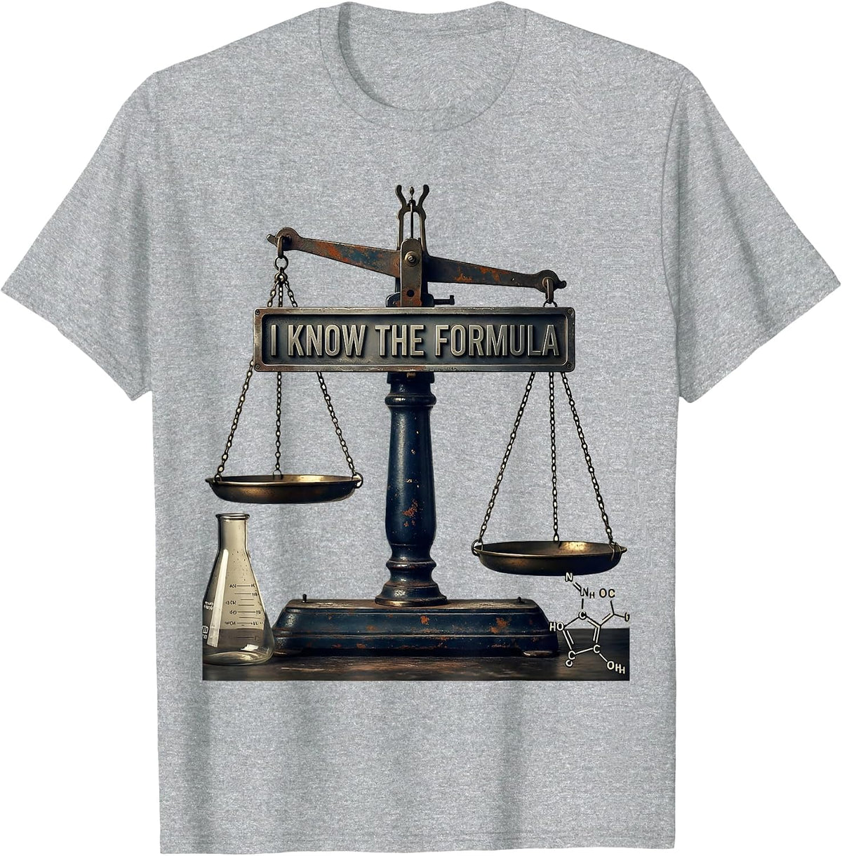 Men's I Know The Formula Vintage Chemistry Pun Science Teacher T-Shirt - Heather Grey