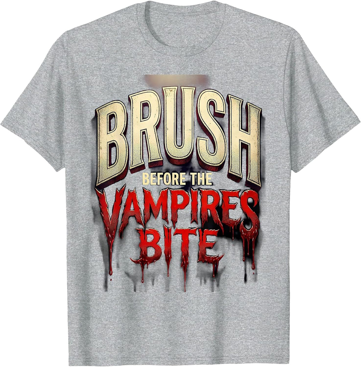 Men's Brush Before the Vampires Bite Halloween Dental T-Shirt - Heather Grey