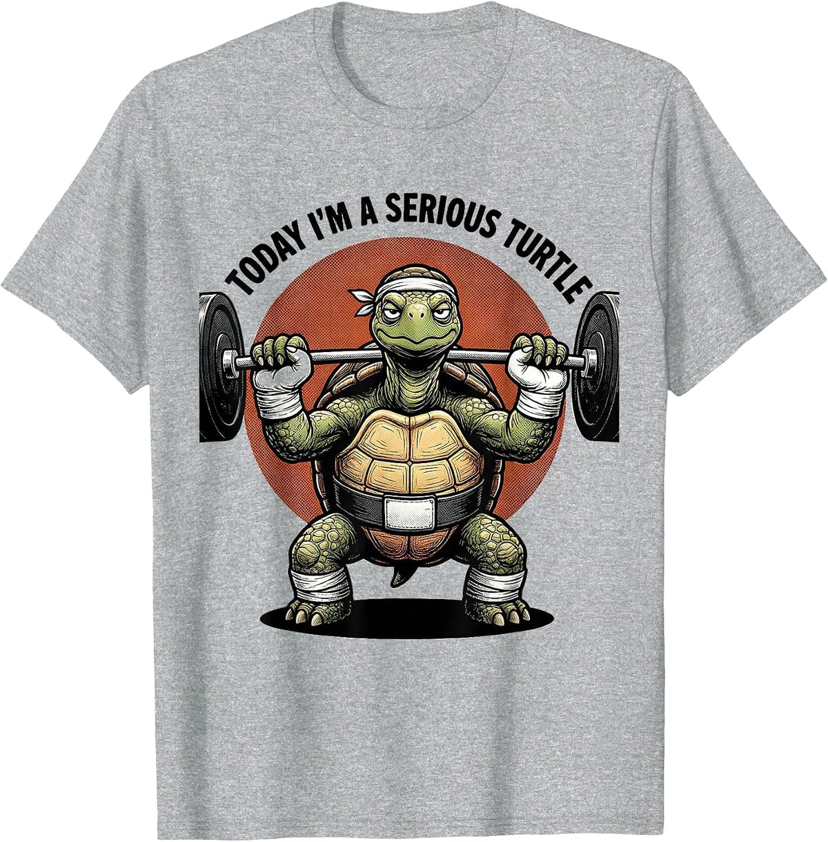 Men's Today I'm A Serious Turtle Funny Gym Workout Weightlifting T-Shirt - Heather Grey
