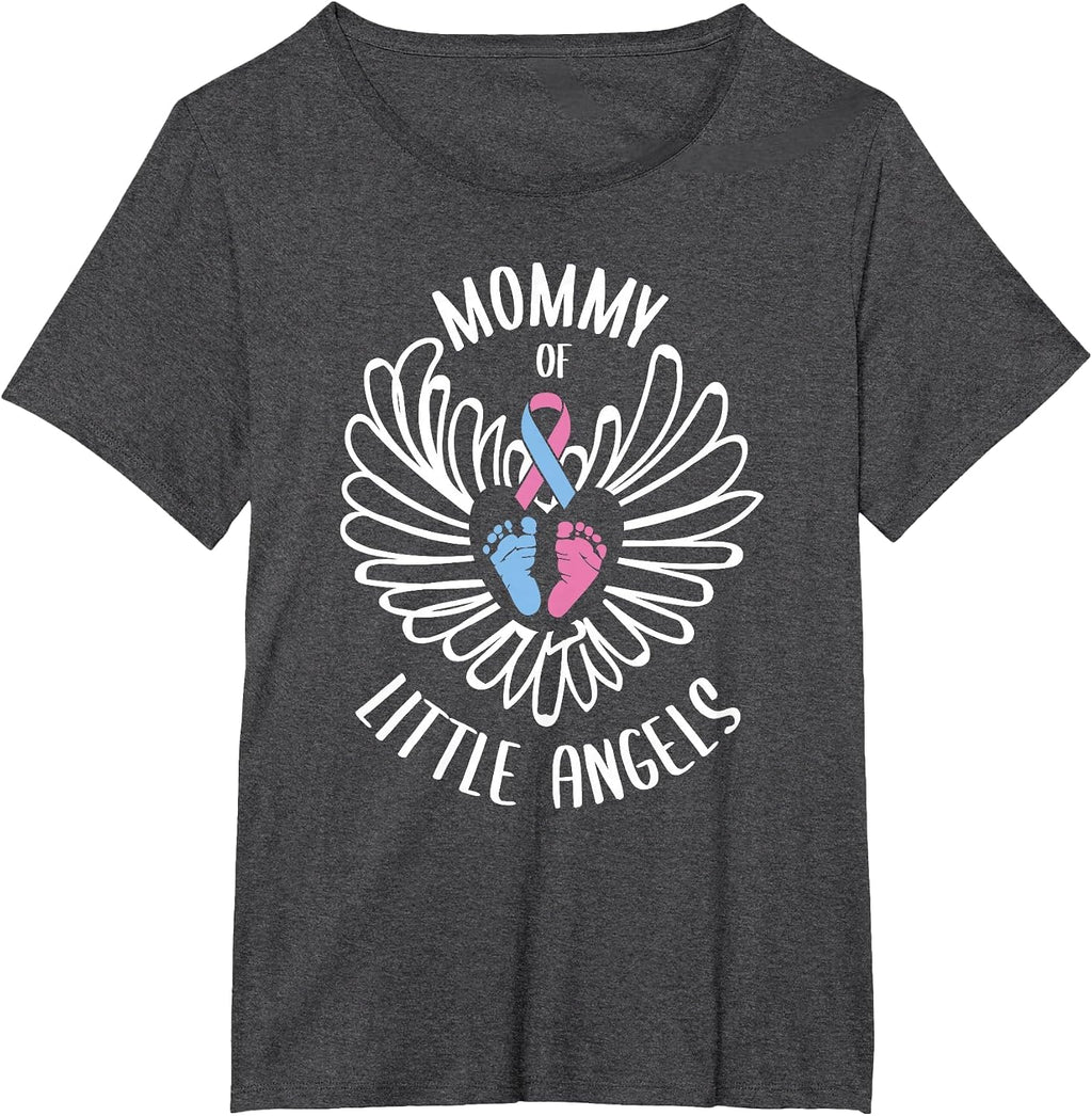 Mommy of Angels Miscarriage Awareness Infant Loss T-Shirt - Dark Heather Grey