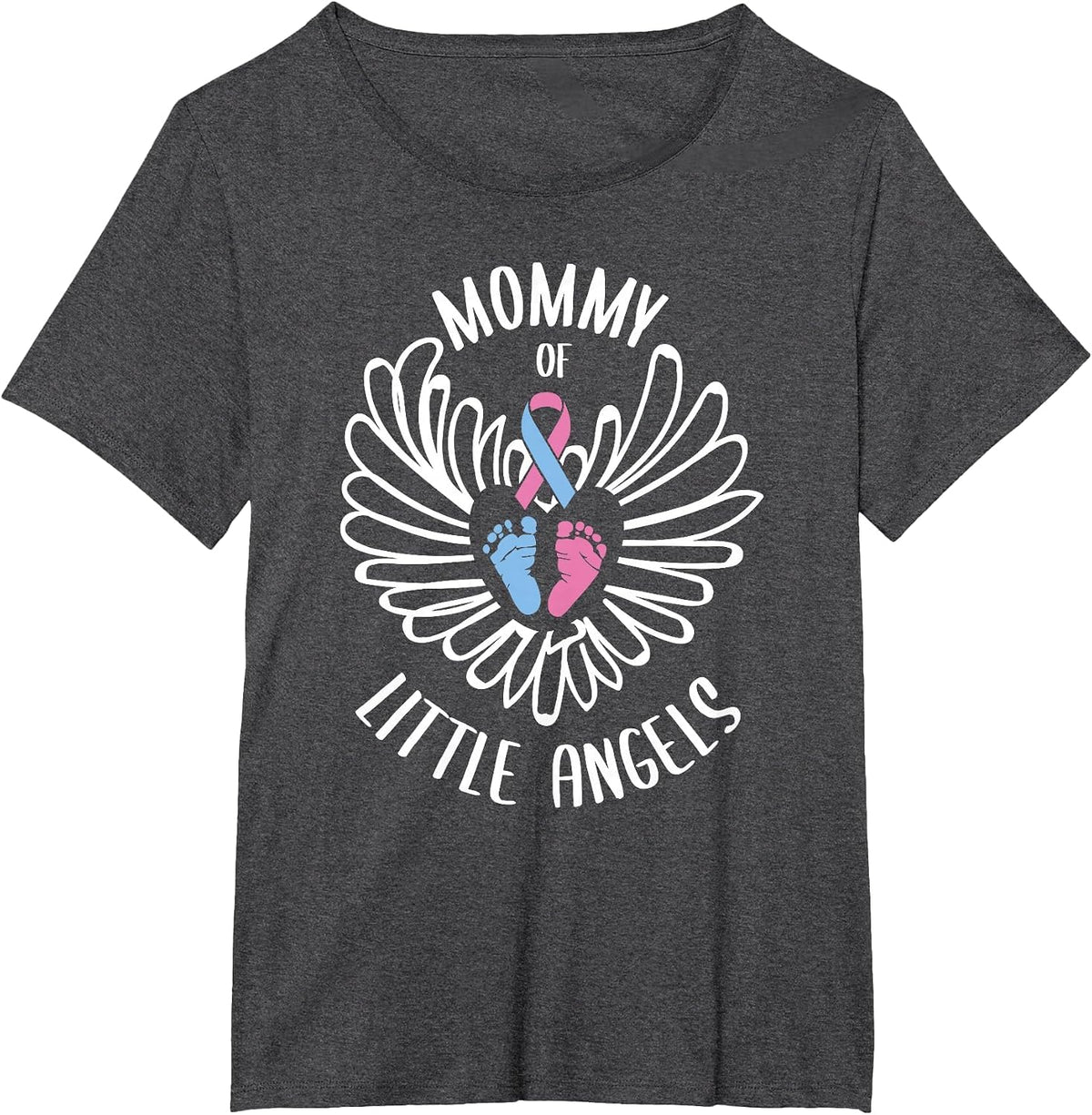 Mommy of Angels Miscarriage Awareness Infant Loss T-Shirt - Dark Heather Grey