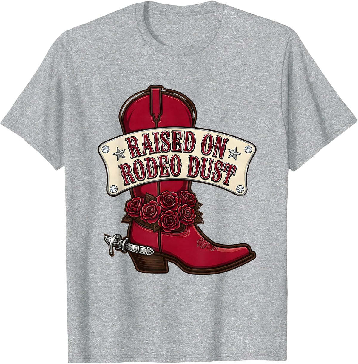 Men's Raised on Rodeo Dust Cowgirl Design T-Shirt - Heather Grey