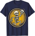 Never Better Skeleton Fist Pump Celebration T-Shirt - Navy Blue