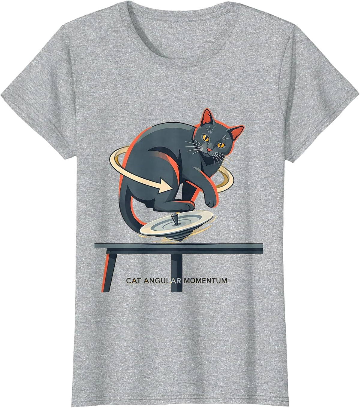 Cat Angular Momentum Funny Cat Science Math Teacher Student T-Shirt - Heather Grey