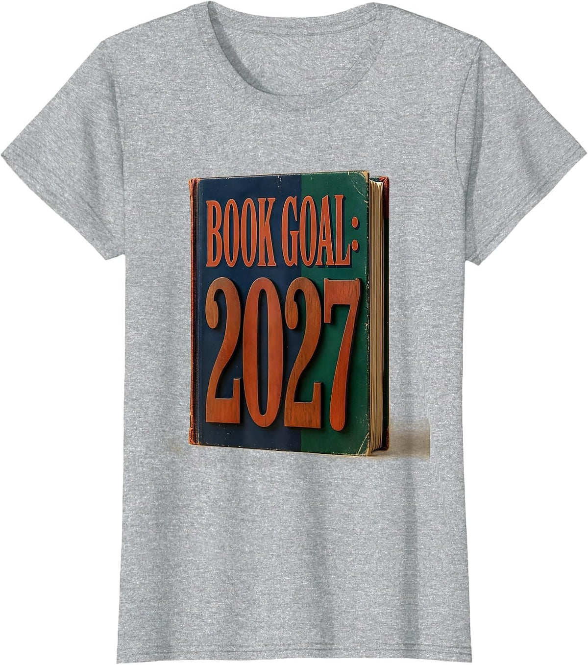 Book Goal: 2027 Vintage Reader Bookworm Literacy Resolution T-Shirt - Heather Grey