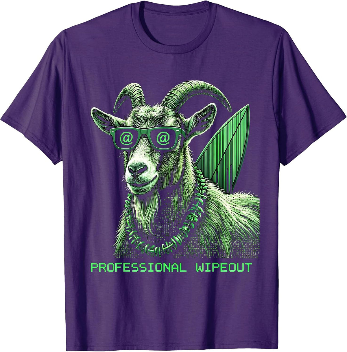 Professional Wipeout Funny Surfing Goat Hawaiian Summer T-Shirt - Purple