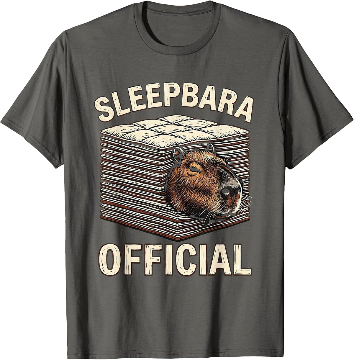 Men's Sleepbara Official Cute Capybara Pajama Kids Sleepwear Humor T-Shirt - Asphalt Grey