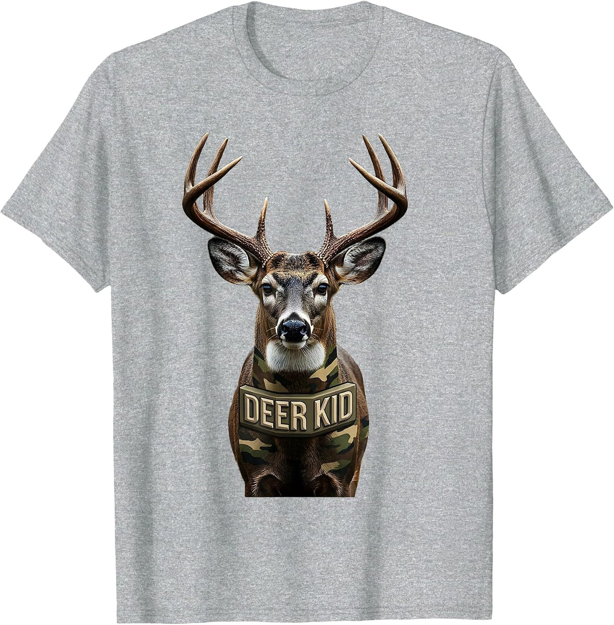 Men's Deer Kid Funny Youth Hunting Camo Family Humor T-Shirt - Heather Grey