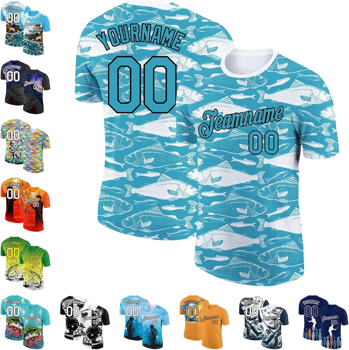 Custom Fishing Jersey Short Sleeve Fish Graphic T-Shirts Personalized Sun Protection Breathable Sports Tees Unisex - Panther