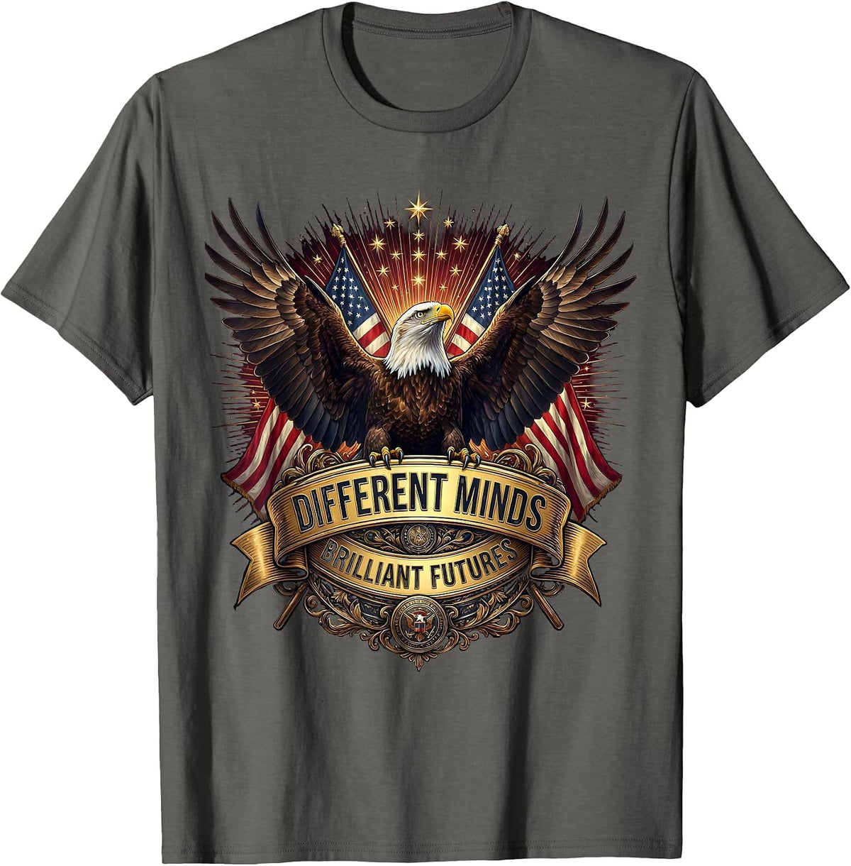 Different Minds Brilliant Futures Neurodiversity Design T-Shirt - Asphalt Grey