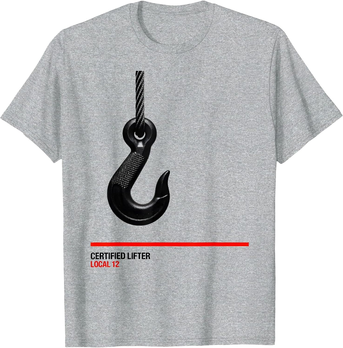Men's Certified Lifter, Local 12 Funny Gym Bro Pun Workout Humor T-Shirt - Heather Grey