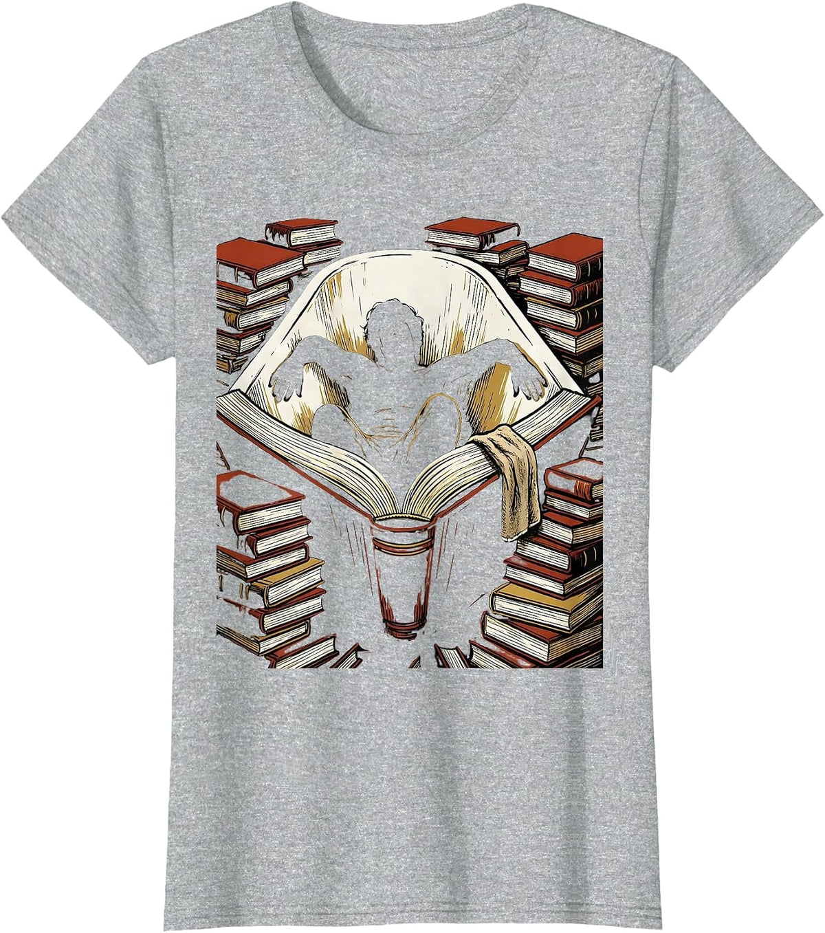 Women's Reading Tub Bookworm Reader Gift Humor T-Shirt - Heather Grey