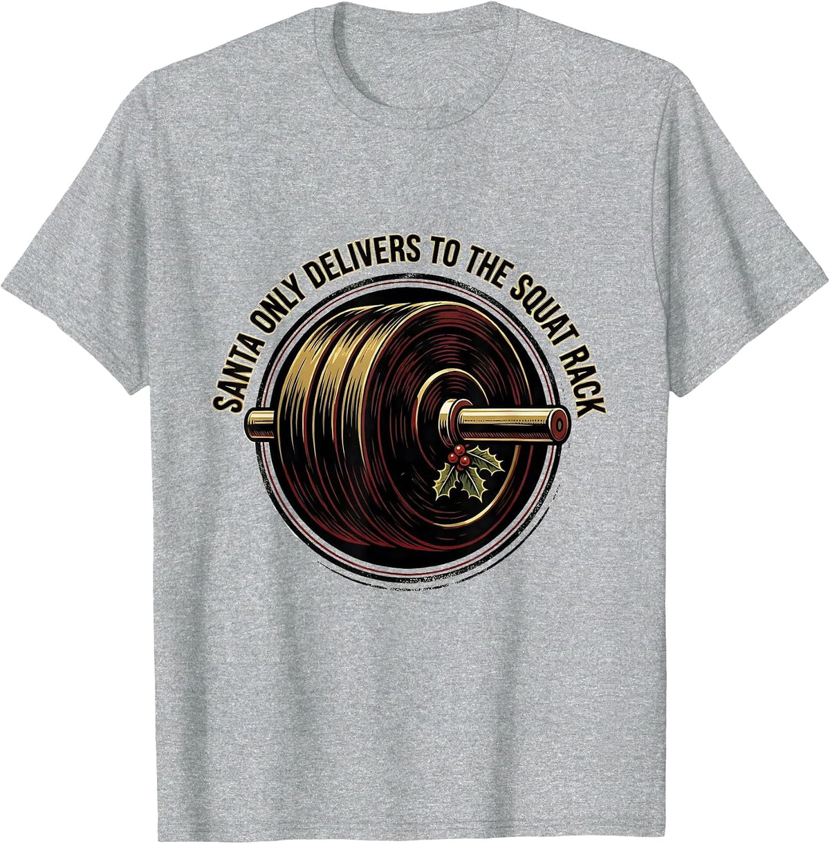 Men's Santa Only Delivers To The Squat Rack Funny Gym Christmas T-Shirt - Heather Grey