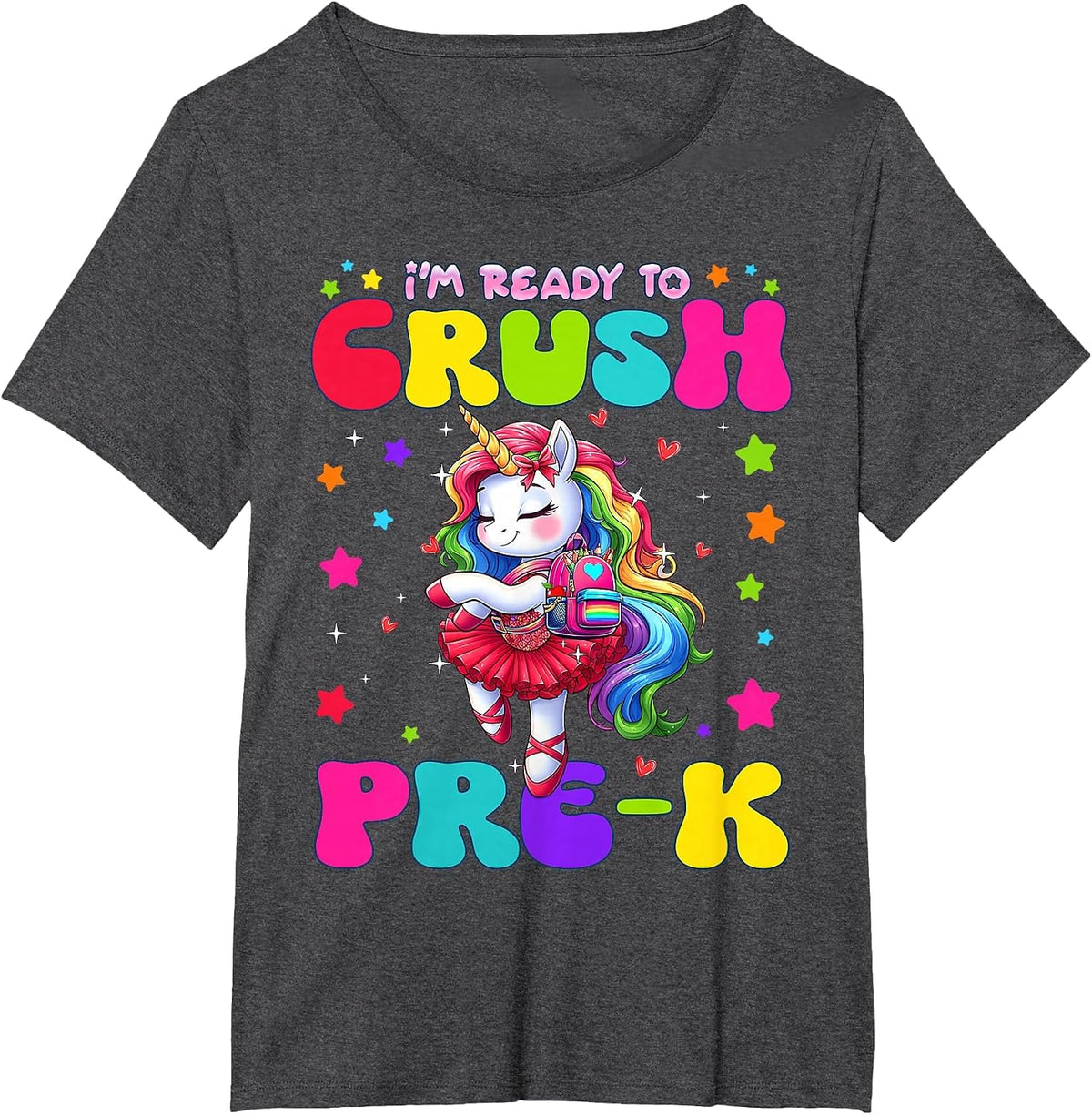 I’m Ready to Crush Pre-K Girls Ready to Crush Preschool T-Shirt - Dark Heather Grey