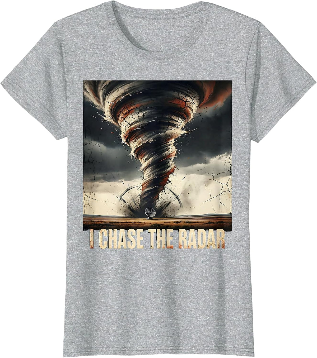 I Chase The Radar Distressed Tornado Chaser Meteorology T-Shirt - Heather Grey