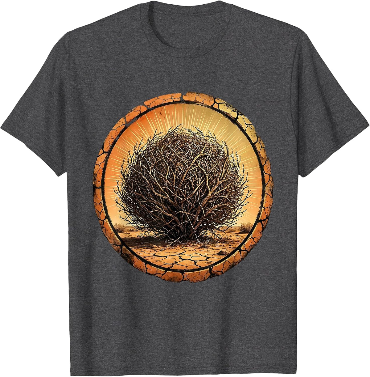 Tumbleweed Cracked Earth Western Desert Graphic T-Shirt - Dark Heather Grey