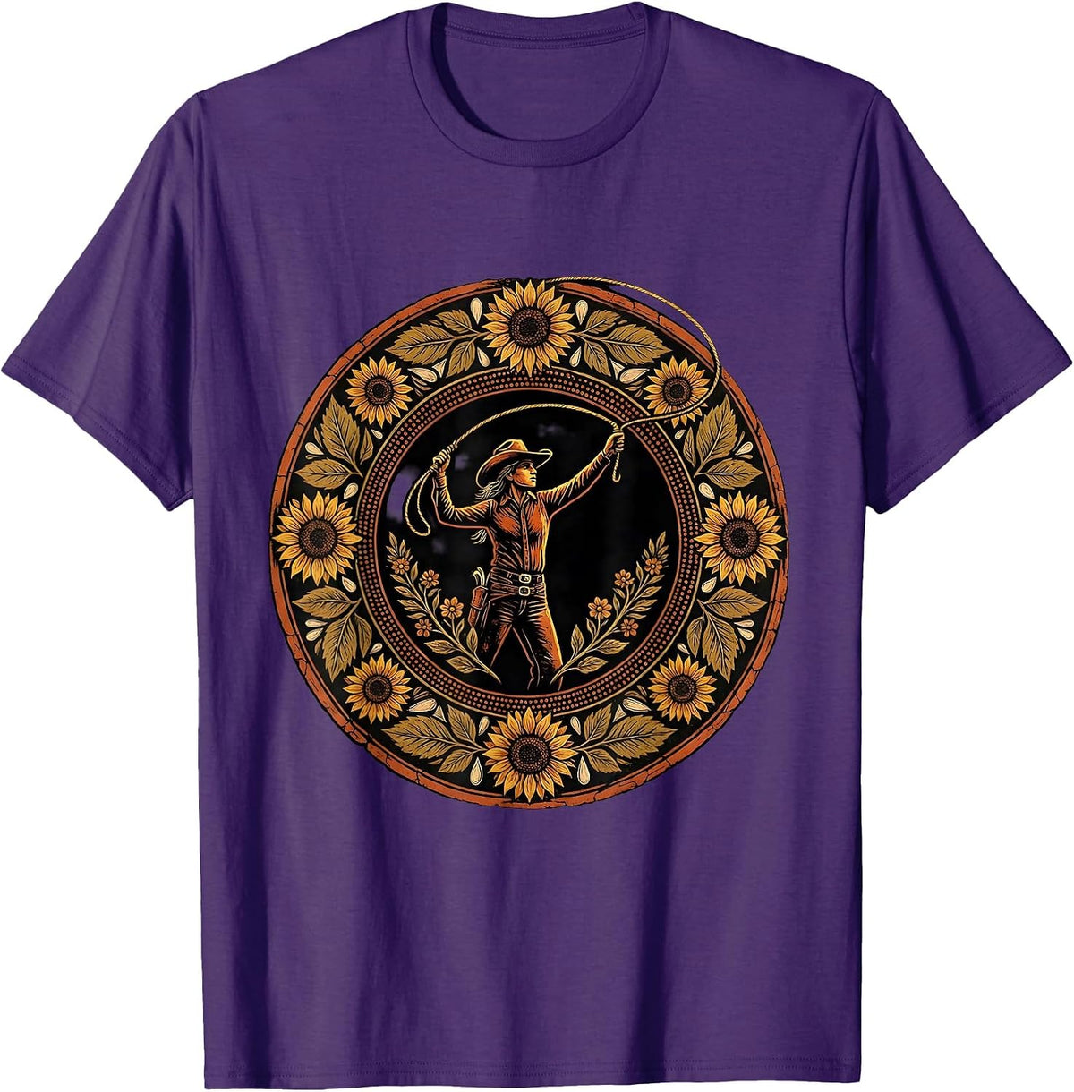 Rodeo Lasso Cowgirl Graphic Tee T-Shirt - Purple