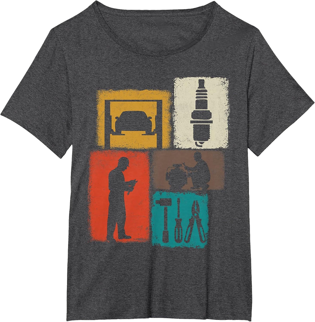 Mechanic Vintage Collage Auto Technician Men T-Shirt - Dark Heather Grey