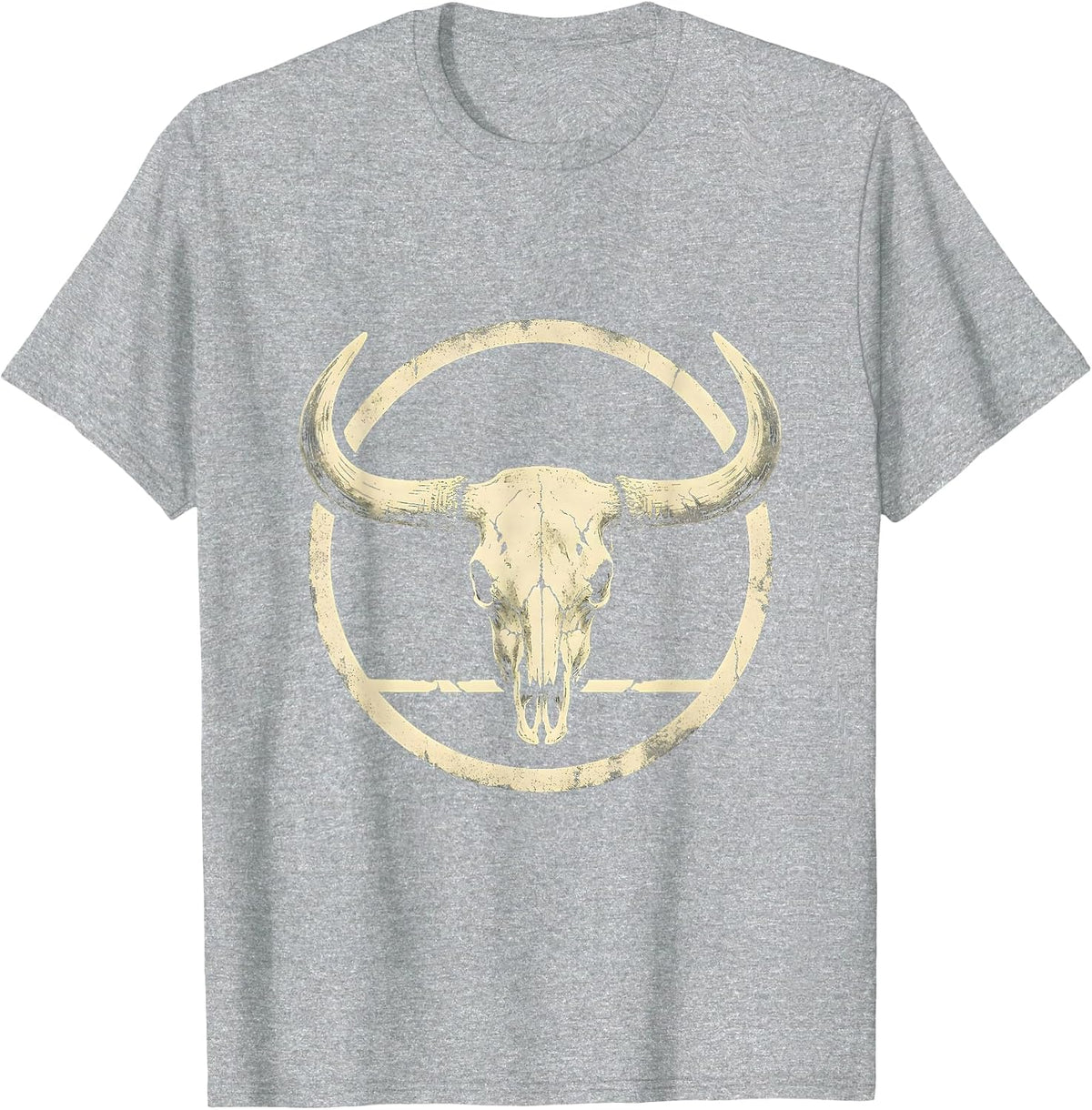 Men's Sealed Longhorn Skull Boho Western Cowgirl Pride T-Shirt - Heather Grey