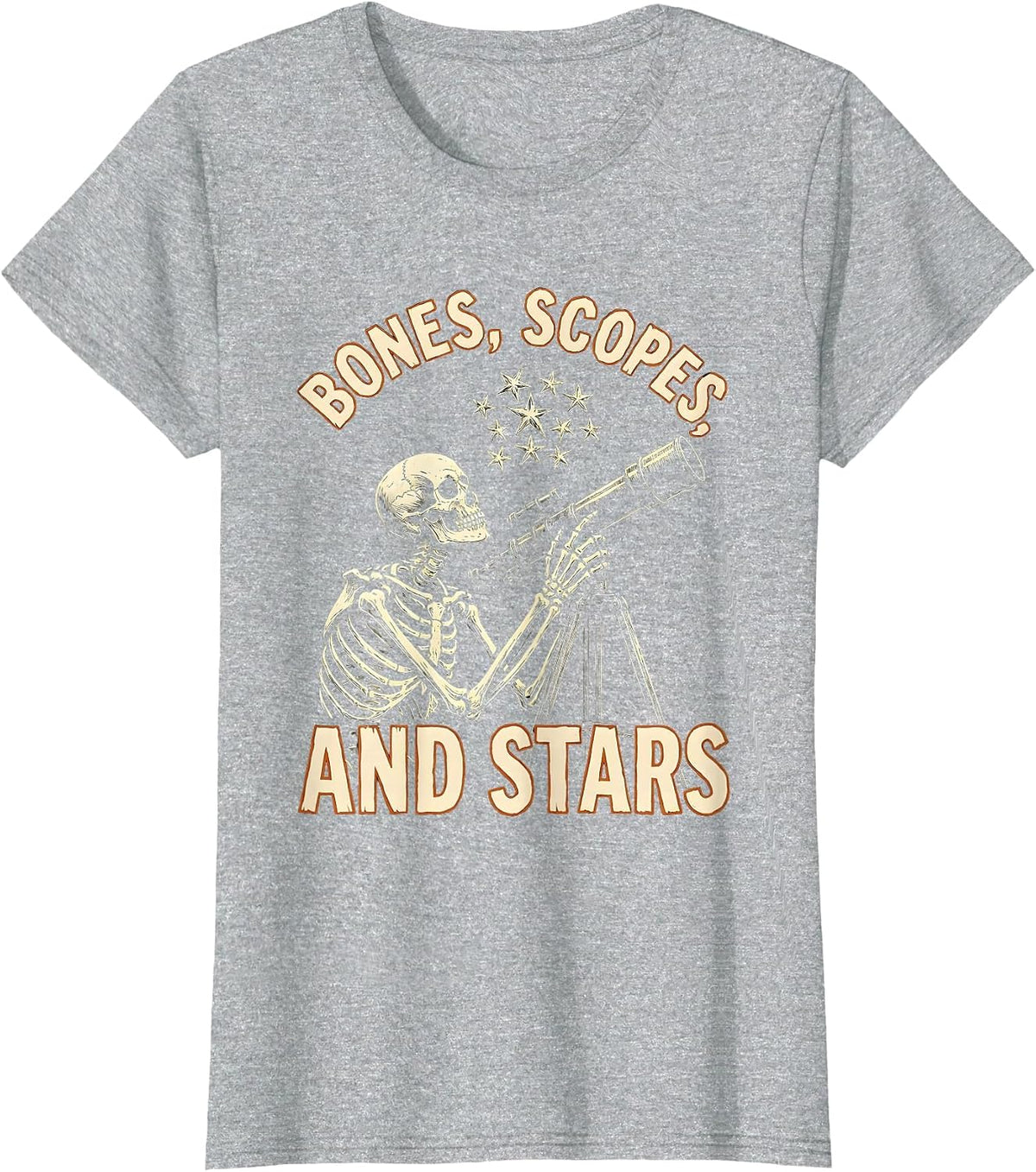 Women's Halloween Skeleton Astronomer Bones Scopes and Stars T-Shirt - Heather Grey