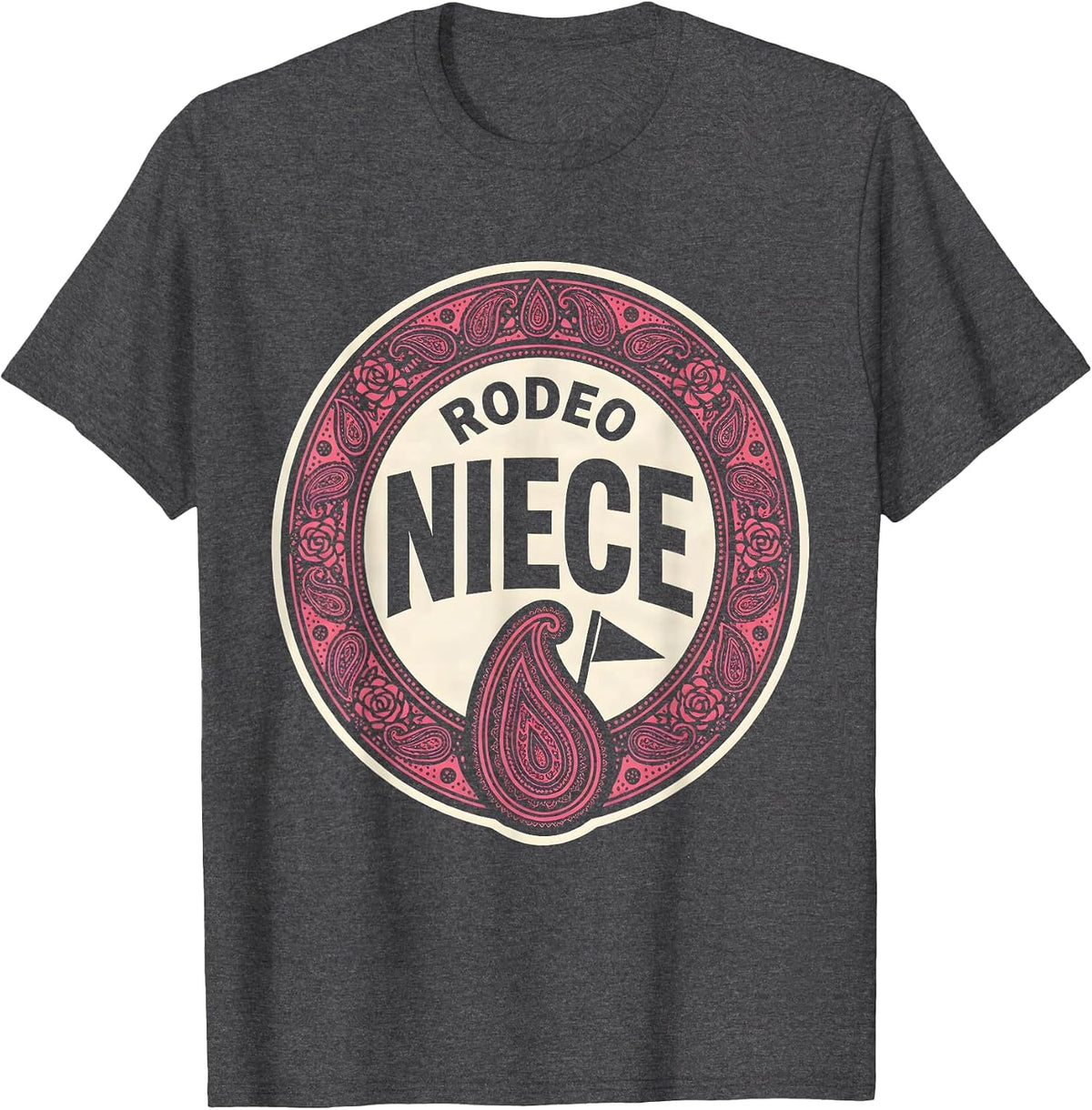 Men's Rodeo Niece Bandana Paisley Cowgirl Birthday Party Family T-Shirt - Dark Heather Grey
