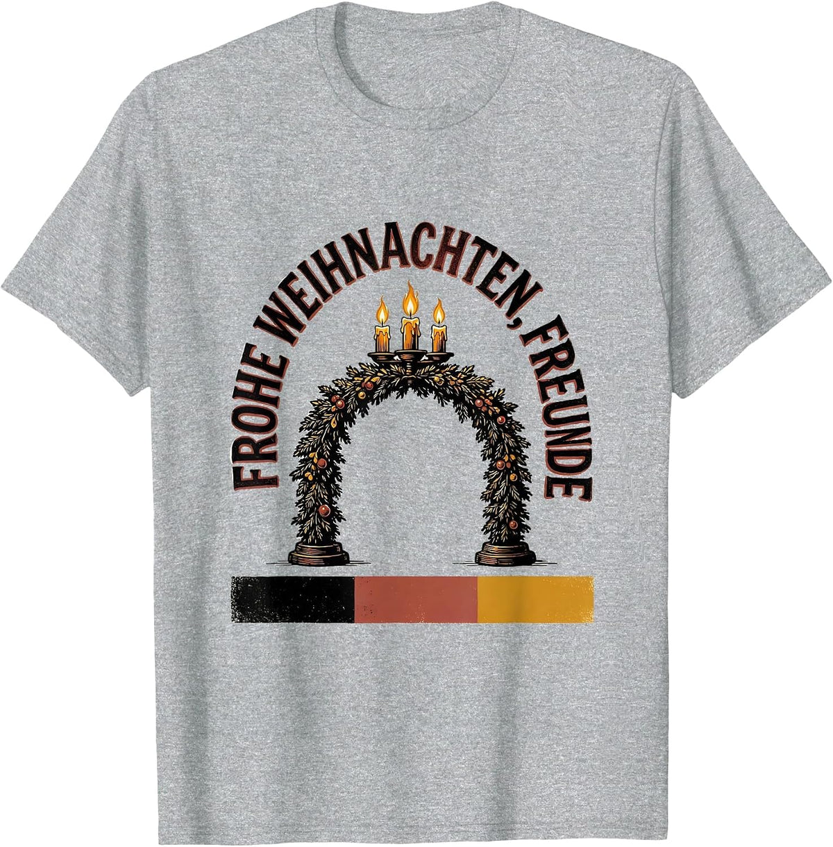 Men's Frohe Weihnachten Freunde Vintage German Heritage Holiday T-Shirt - Heather Grey