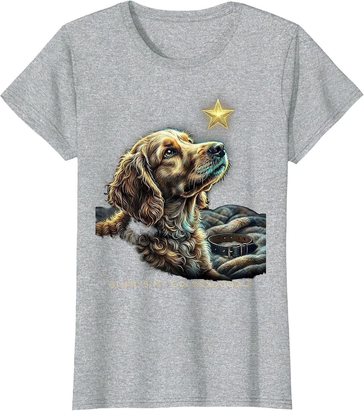 Always My Goldendoodle Luminescent Botanical Breed Tribute T-Shirt - Heather Grey