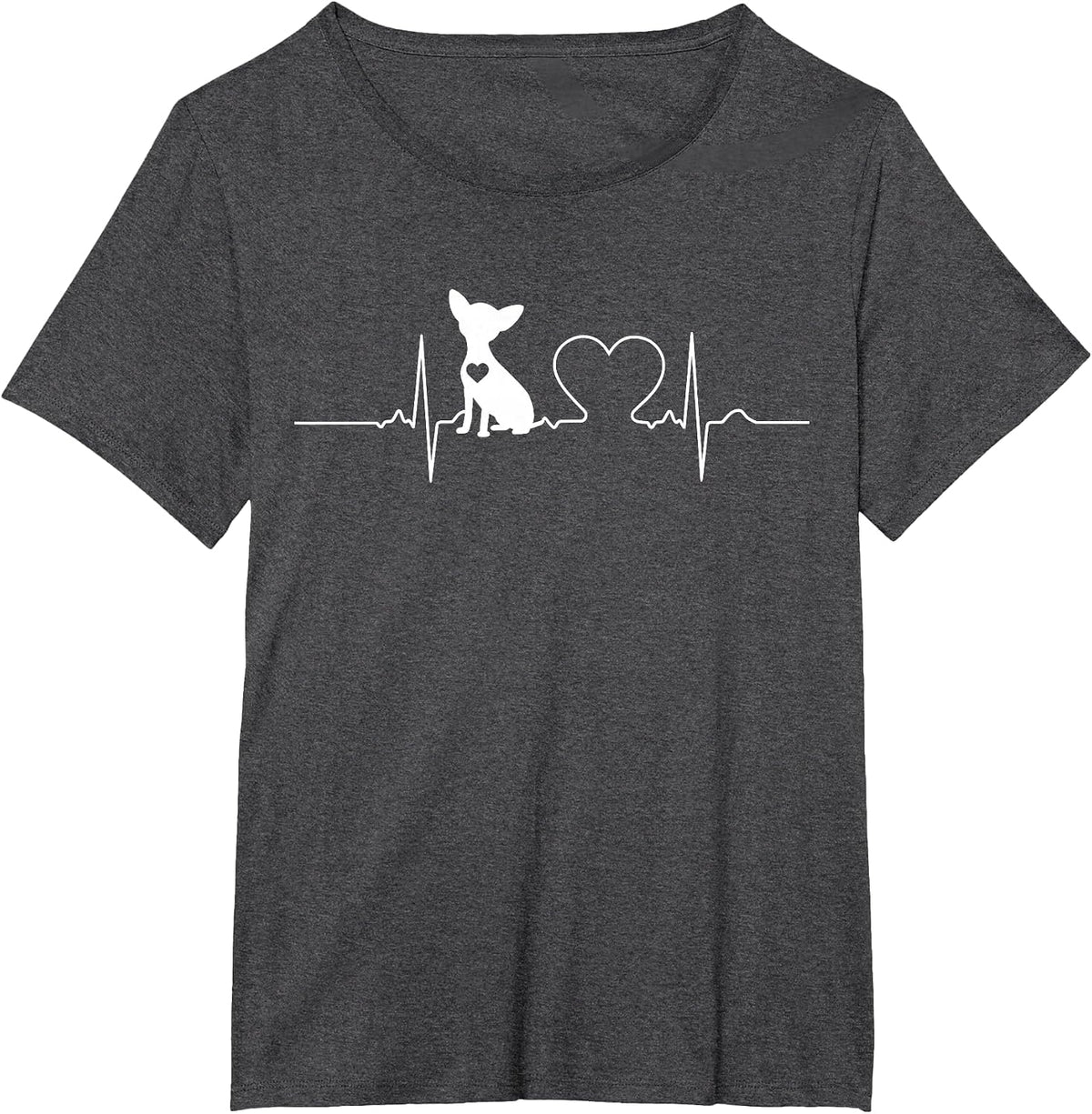 Chihuahua Heartbeat Dog T-Shirt - Dark Heather Grey