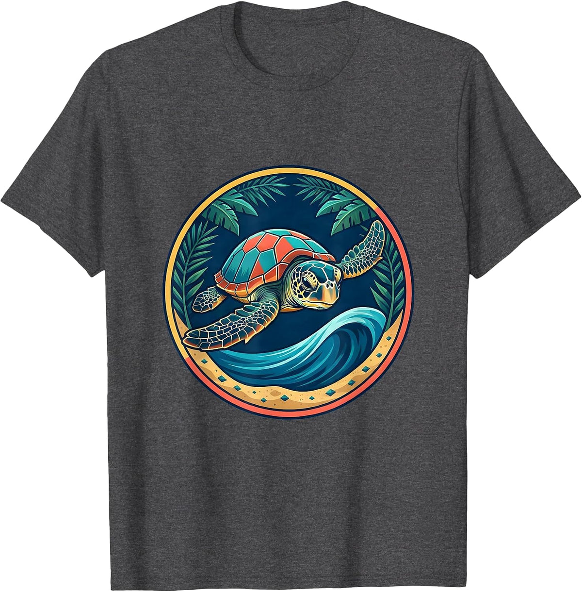 Men's Sea Turtle Hatchling Racing to the Ocean T-Shirt - Dark Heather Grey