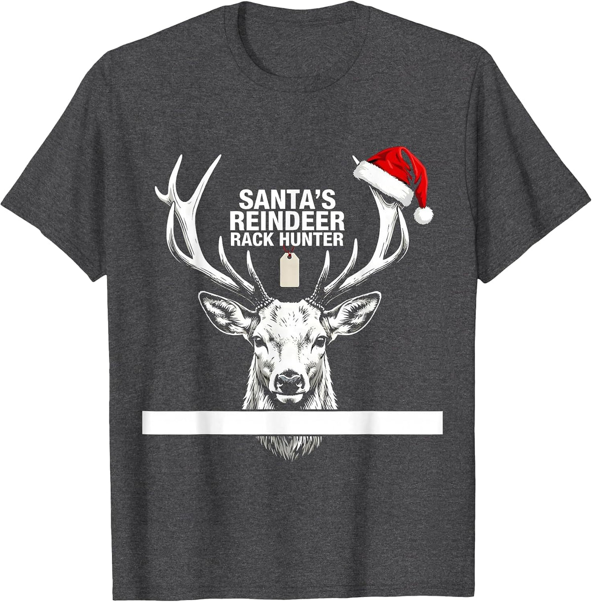 Santa's Reindeer Rack Hunter Funny Christmas Deer Hunter T-Shirt - Dark Heather Grey