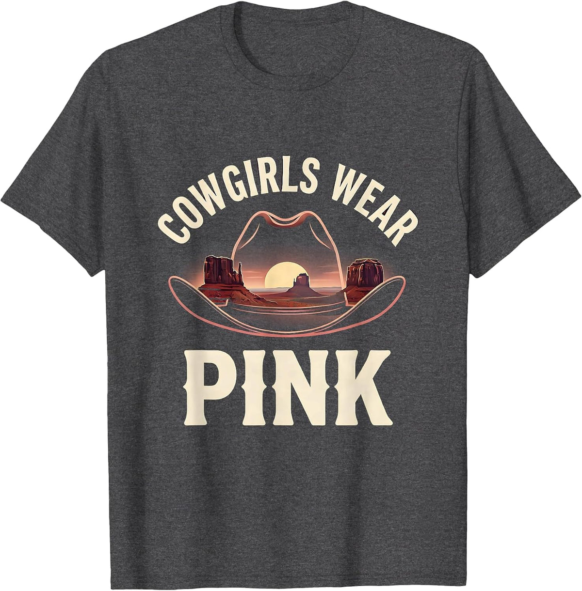 Cowgirls Wear Pink Western Rodeo Design T-Shirt - Dark Heather Grey
