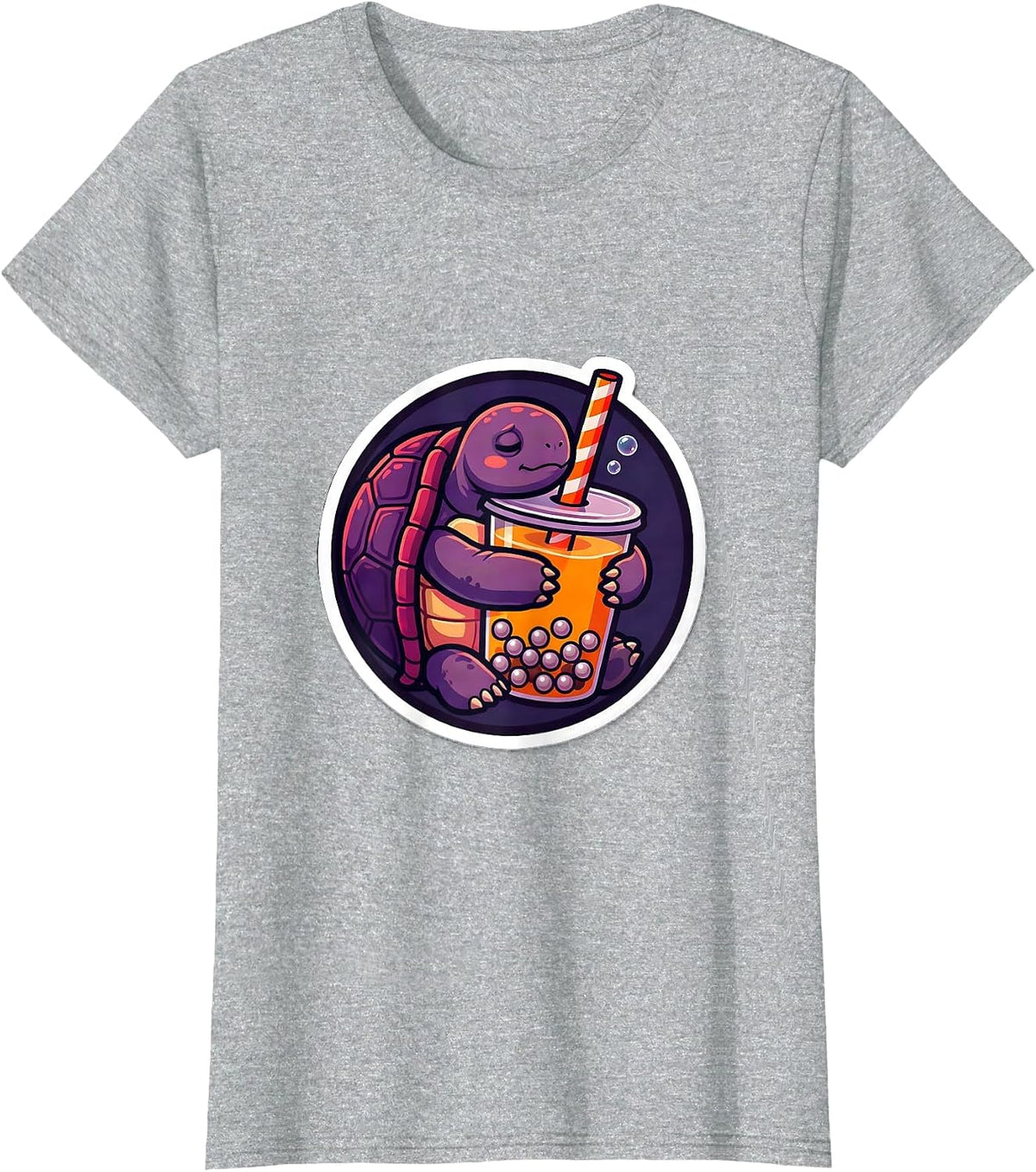 Sleepy Turtle Kawaii Boba Tea Bubble Tea Lover T-Shirt - Heather Grey