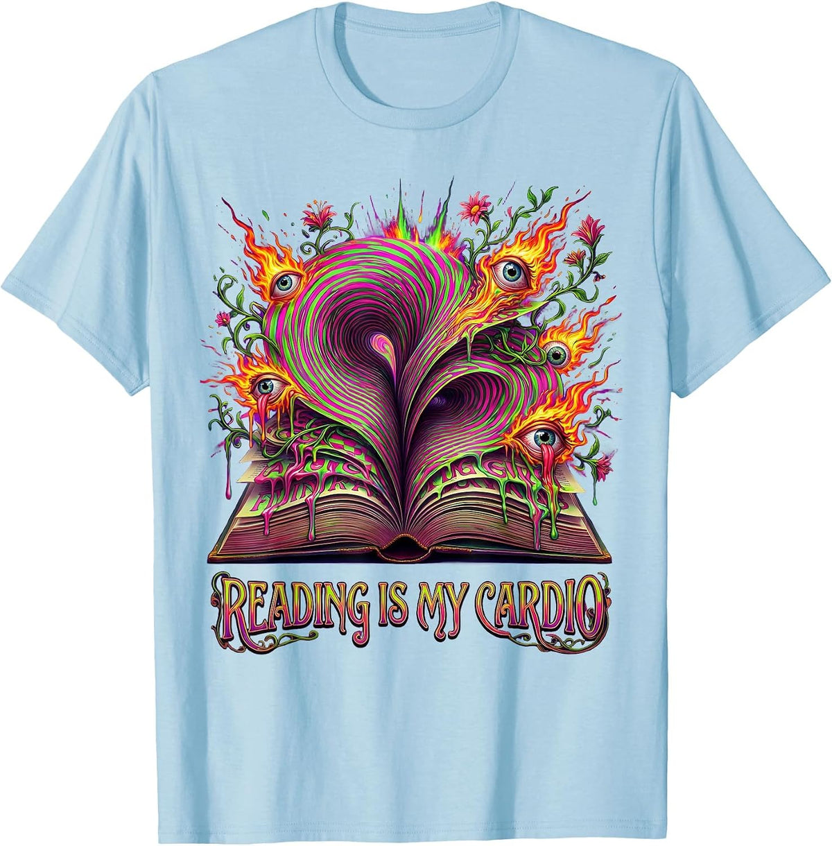 Reading Is My Cardio English Teacher Design T-Shirt - Baby Blue