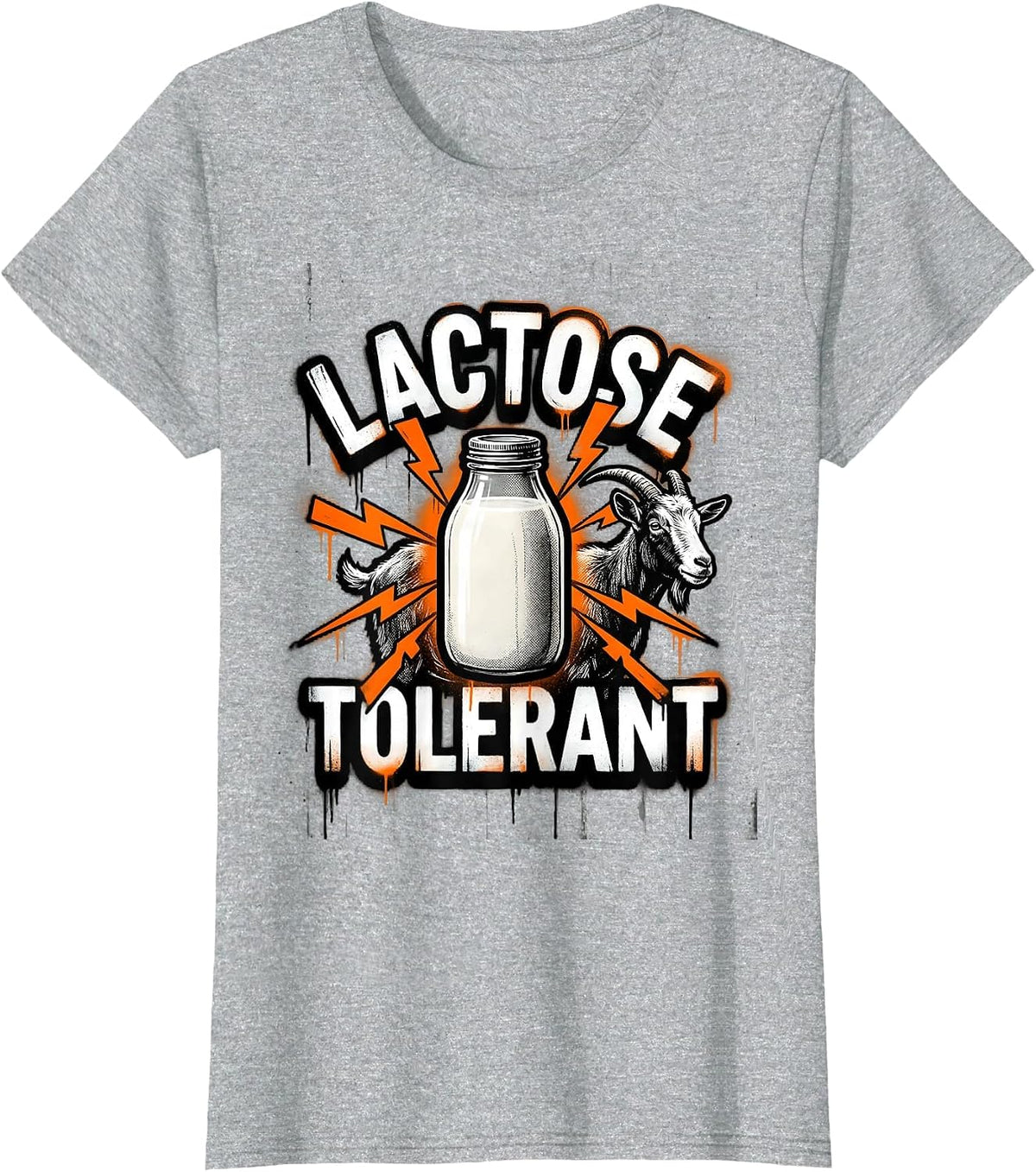 Lactose Tolerant Funny Dairy Meme Milk Lover Cat Humor T-Shirt - Heather Grey