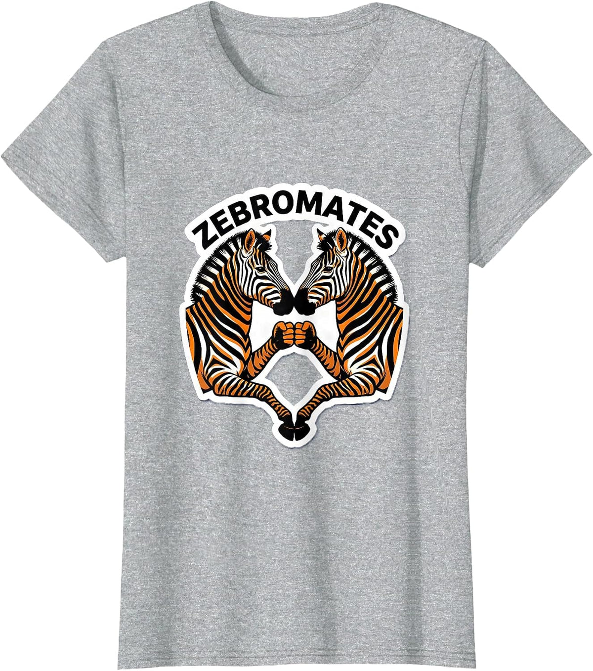 Zebromates Funny Zebra Duo Gym Humor Animal Lover T-Shirt - Heather Grey