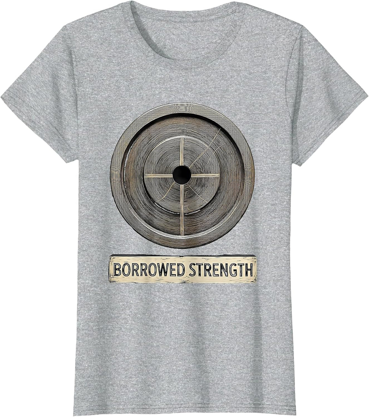 Borrowed Strength Faith Fitness Humor Christian Gym T-Shirt - Heather Grey