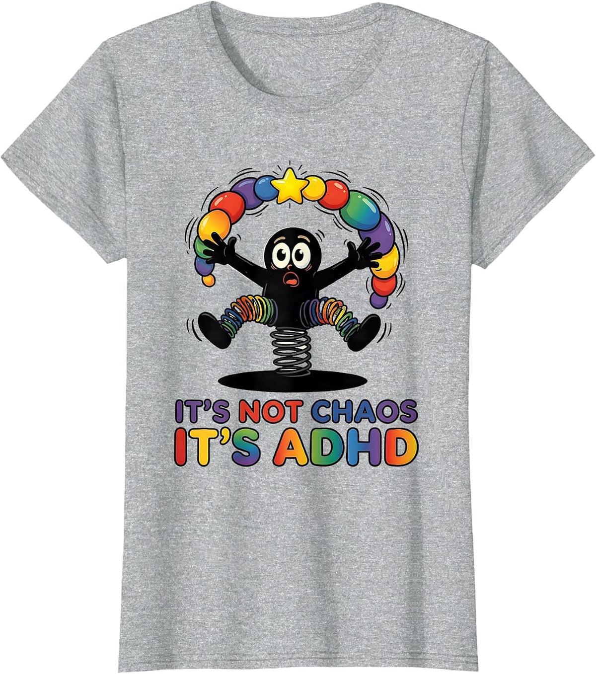 It's Not Chaos It's ADHD Funny Neurodiverse Awareness ADHD T-Shirt - Heather Grey