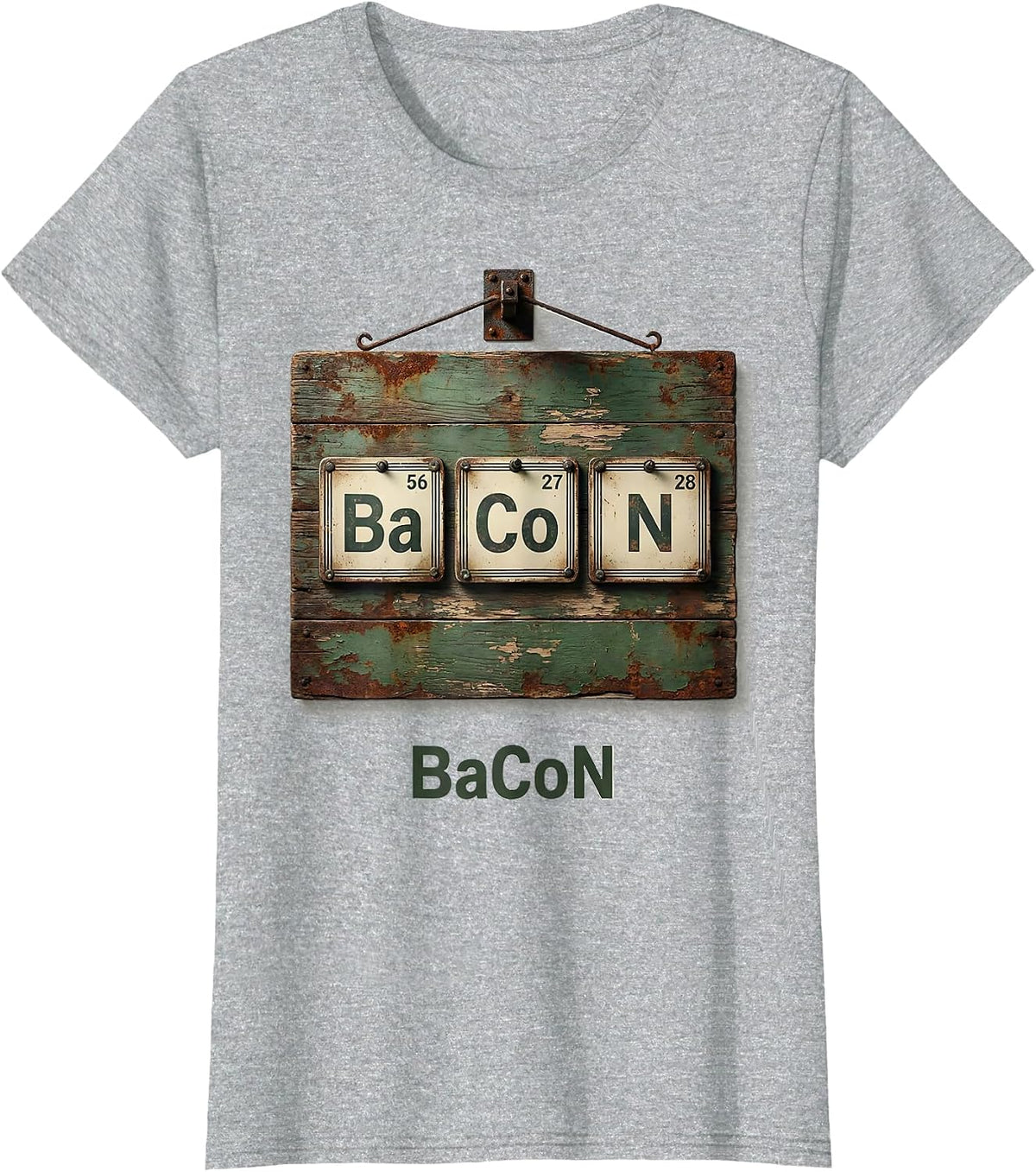 Women's BaCoN Vintage Periodic Table Chemistry Pun Science Geek Gift T-Shirt - Heather Grey