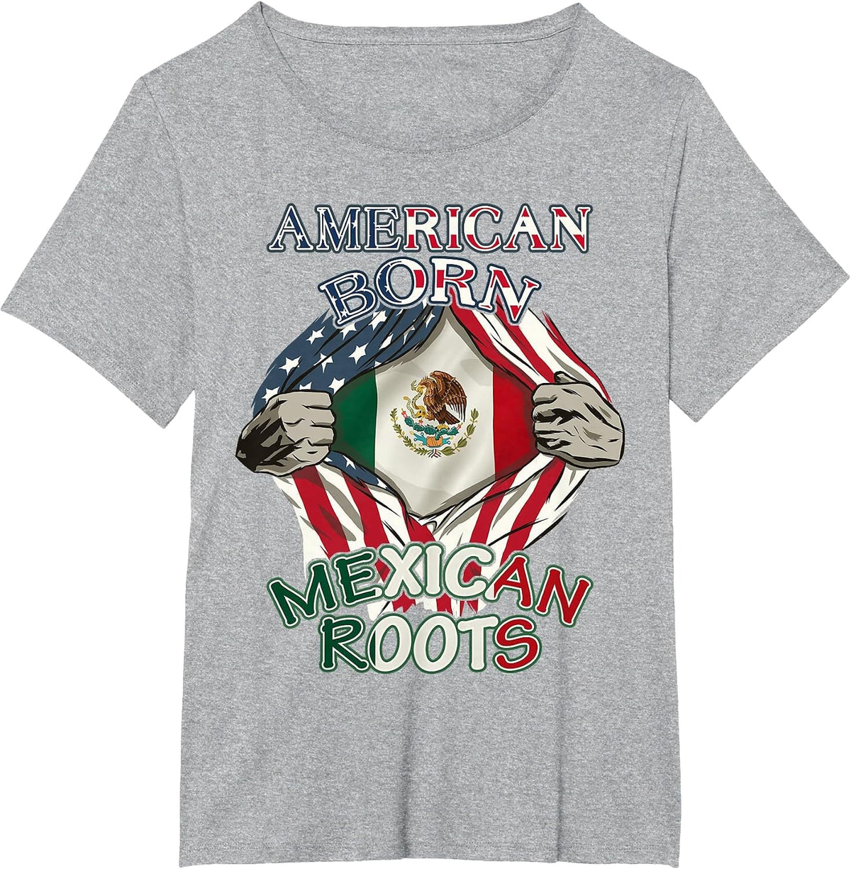 American Born Mexican Tribal T-Shirt Proud USA Love Mexico T-Shirt - Heather Grey
