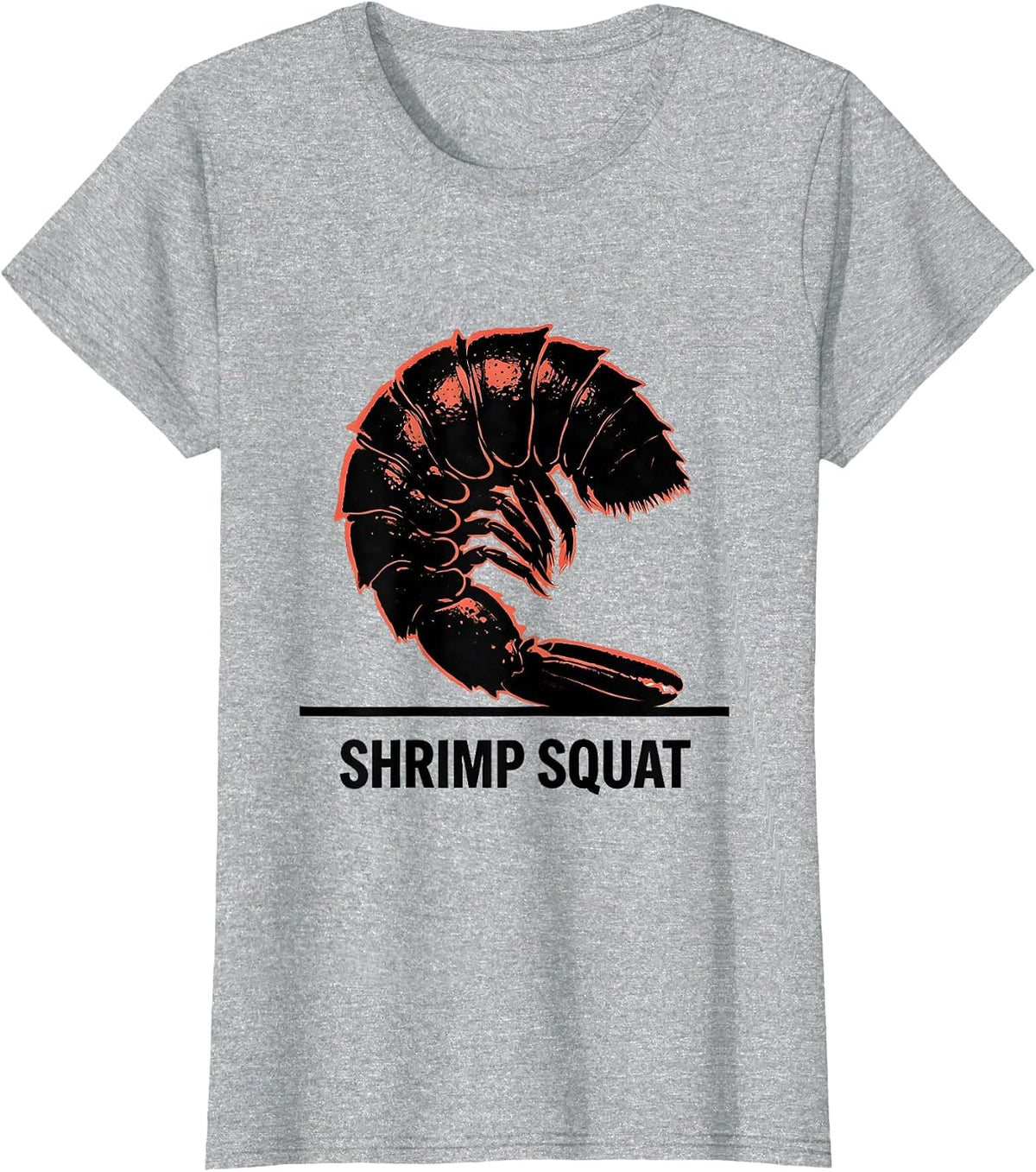 SHRIMP SQUAT Funny Gym Workout Animal Pun Weightlifting T-Shirt - Heather Grey