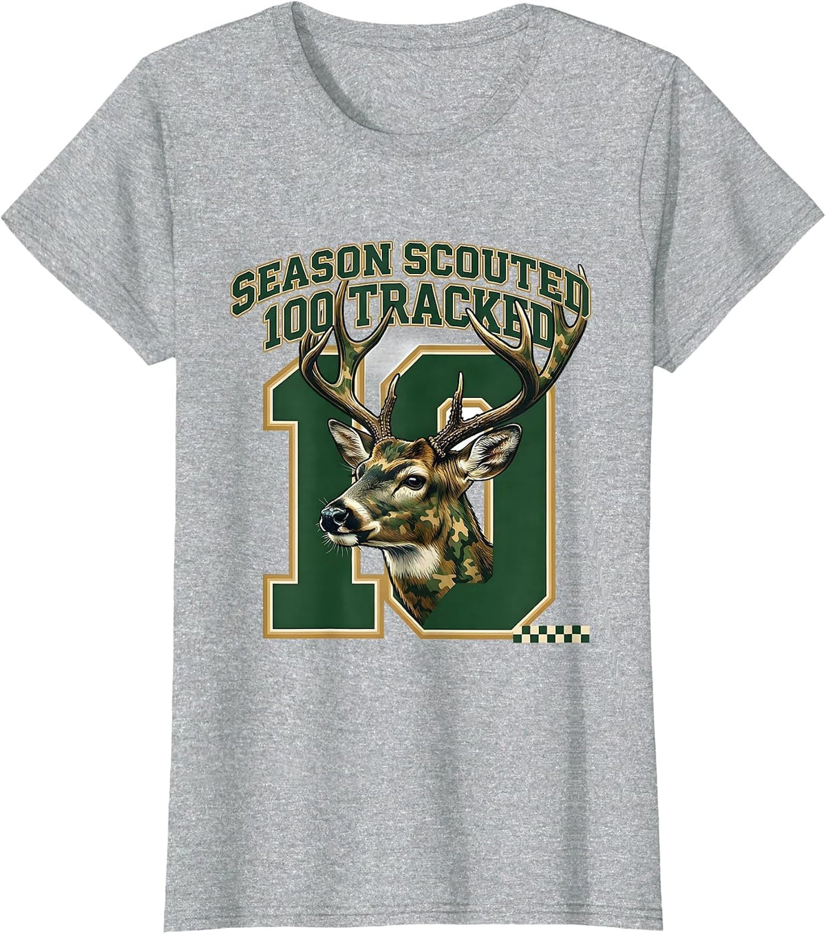 Season Scouted, 100 Tracked Sports Deer Hunting Camo Boys T-Shirt - Heather Grey