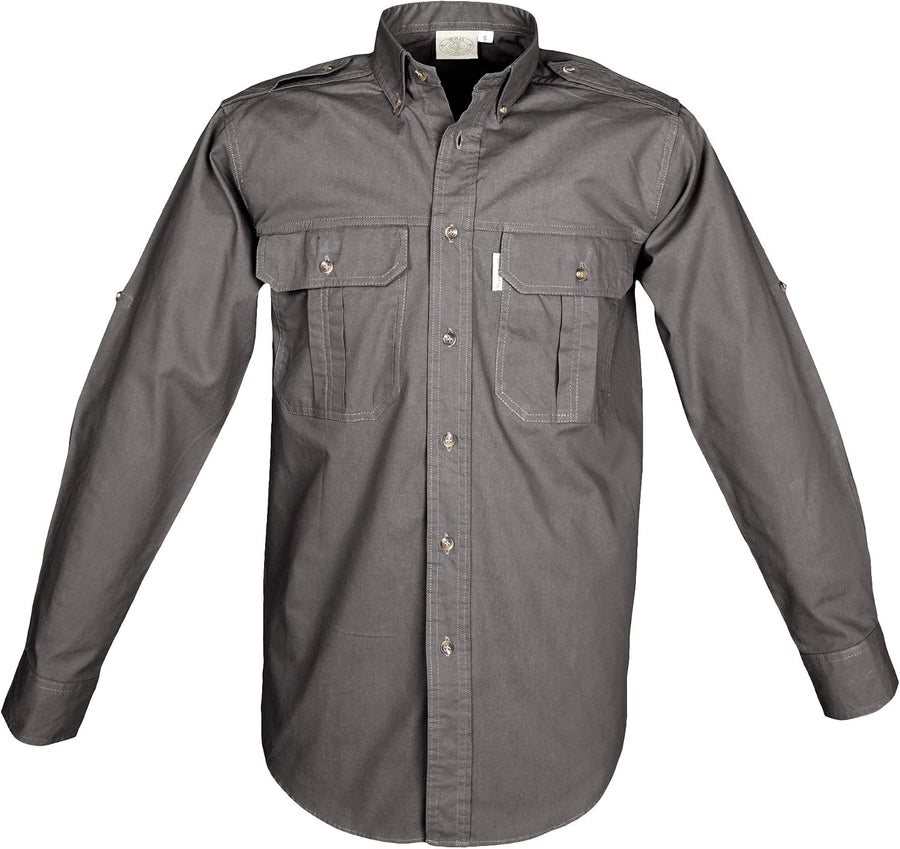 Tag Safari Trail Shirt for Men Long Sleeve, 100% Cotton Shirt for Hunters, Explorers, Photographers and Journalists - Olive