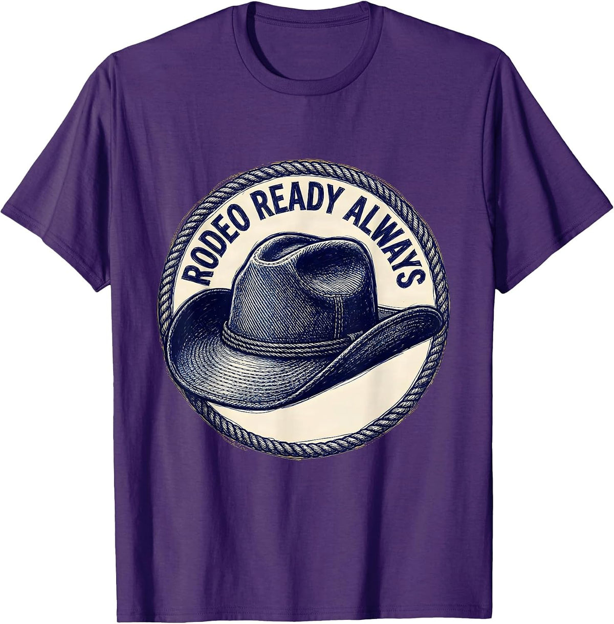 Denim Cowgirl Rodeo Ready Always Design T-Shirt - Purple