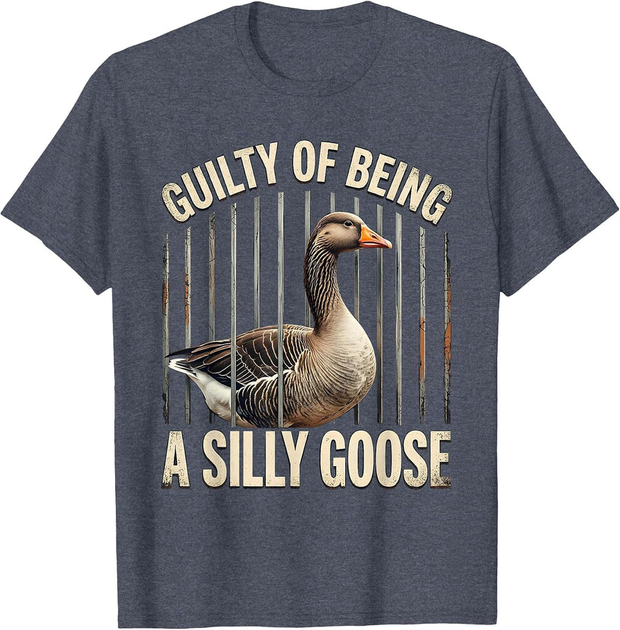 Guilty Of Being A Silly Goose Funny Goose Meme Animal Lover T-Shirt - Heather Blue