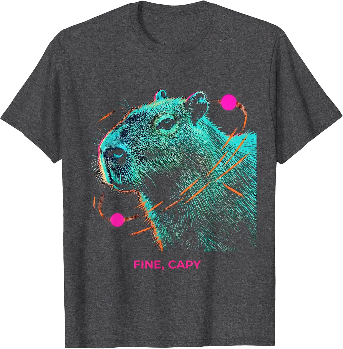 Men's Fine Capy Risograph Capybara Meme Humor Animal Lover Gift T-Shirt - Dark Heather Grey