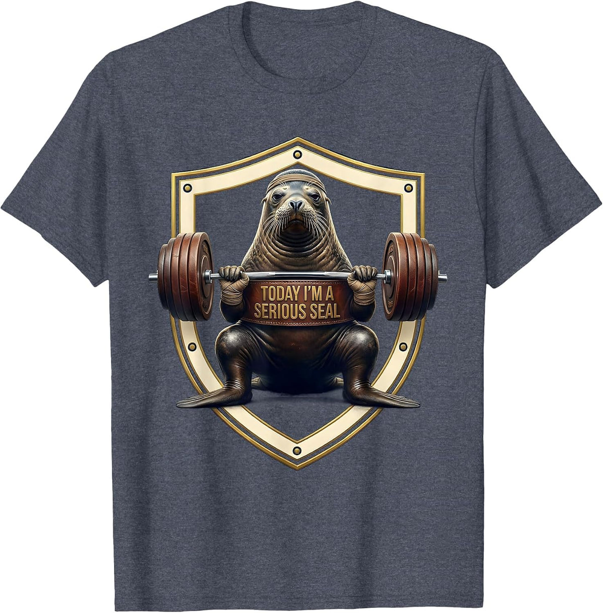 Today I'm A Serious Seal Funny Gym Weightlifting Workout T-Shirt - Heather Blue