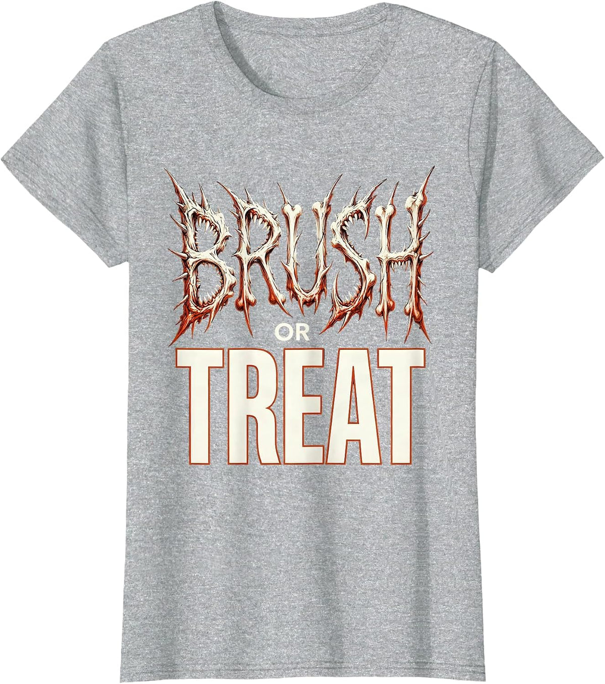 Women's Brush or Treat Dental Halloween Design T-Shirt - Heather Grey